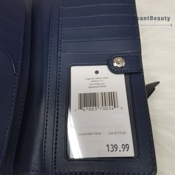 Kate Spade Bifold Wallet Daisy Toss Night Cap Navy - Picture 7 of 7